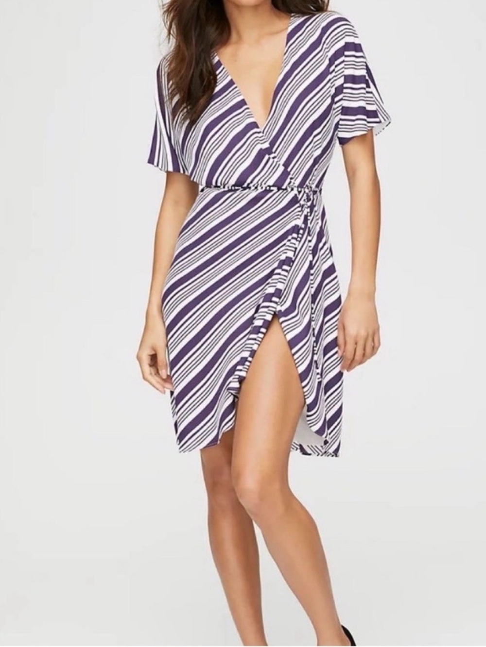 New! Aritzia Babaton Wallace Wrap Stripe Tie Dress S
